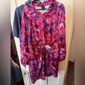 Vibrant Pink and Blue Button Down Shirt